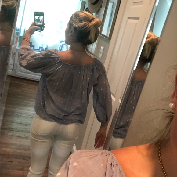 Jcrew Flowy Light Blue Pattern Tunic top - Picture 2 of 5